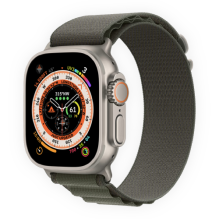 Apple Watch Ultra 49mm Titanium Case with Green Alpine Loop Medium (MQFN3)