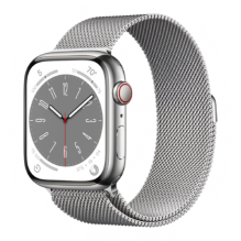 Apple Watch 8 45mm (GPS+LTE) Silver Stainless Steel Case with Milanese Loop Silver (MNKG3/MNKJ3)